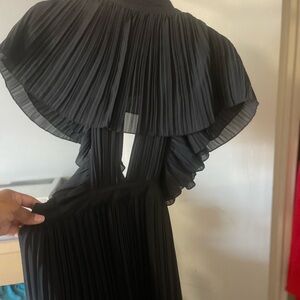 Nasty Gal Black Pleated Midi Dress